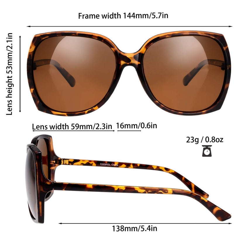 The Fresh Women's Oversized Square Jackie O Cat Eye Hybrid Butterfly Fashion Sunglasses - Exquisite Packaging (723302-Leopard Print, Brown Polarized Lens) - Image 2